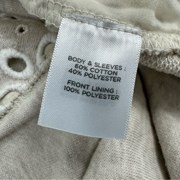 Halogen Long Sleeve Cream and Lace Front Crewneck Sweater Top, XSP - Picture 7 of 8